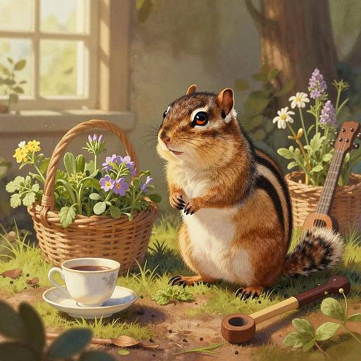 Serene Adult Chipmunk Herbologist Portrait