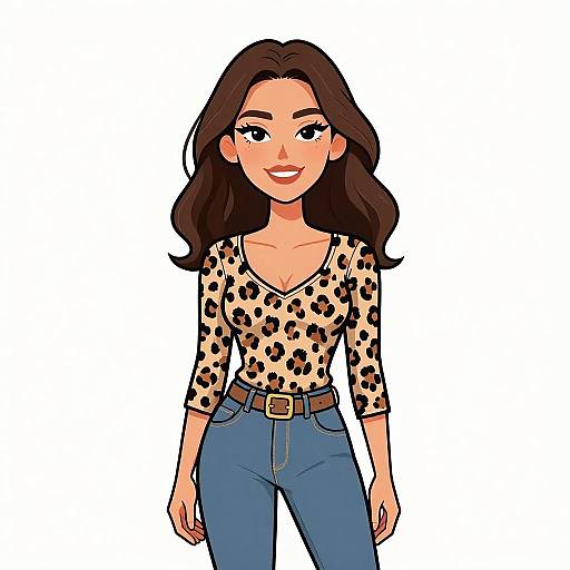 Smiling Woman in Leopard Print Top