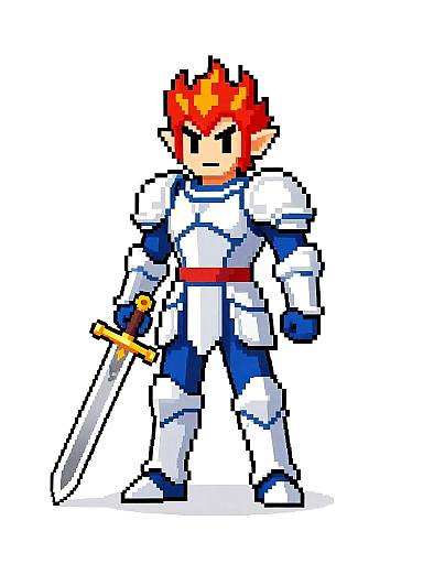Pixel Art Blue Paladin Elf