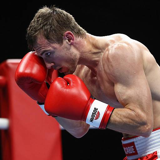 Focused Male Boxer in Intense Pose