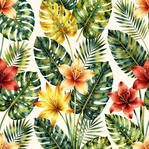 Symmetrical Tropical Plant Pattern