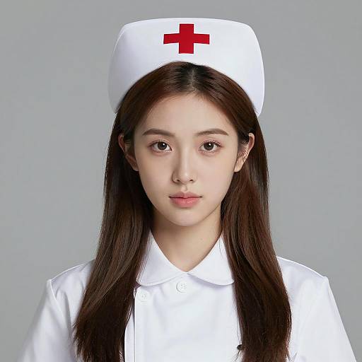 Confident Young Nurse in Traditional Uniform