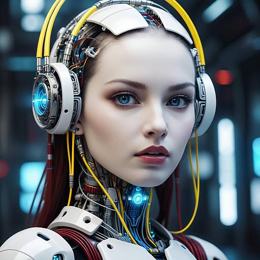 Cyberpunk Cyborg Portrait with Neon Accents