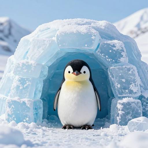 Cute Penguin in Frosty Igloo
