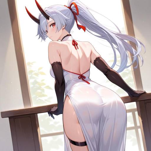 Elegance of Tomoe Gozen in White Dress