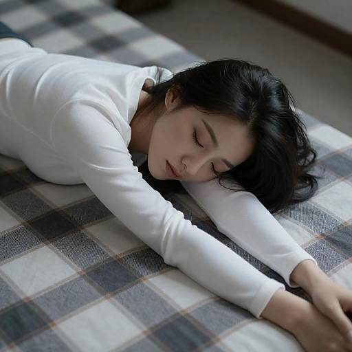 Serene Asian Woman in Dim Lighting