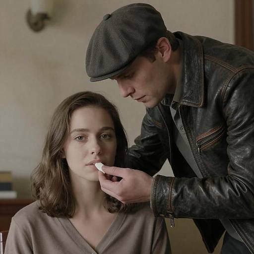 Intense Encounter: Man and Woman Close-Up