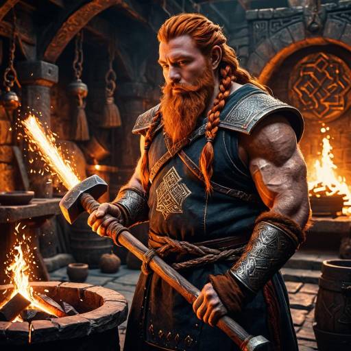 Dwarven Blacksmith in Ancient Forge
