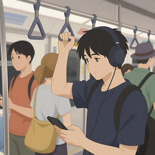 Vibrant Anime Subway Scene Illustration