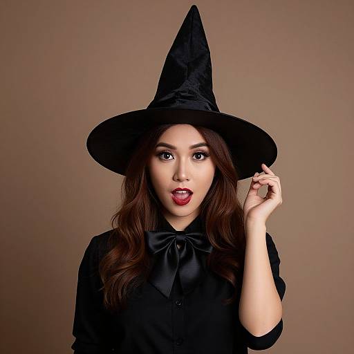 Elegant Woman in Witch Hat
