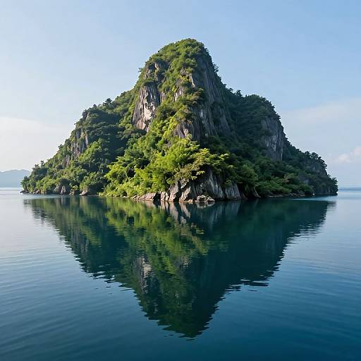 Floating Island with Mirrored Reflection