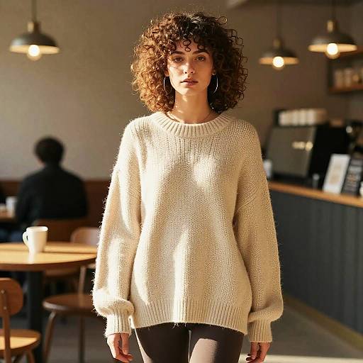 Curly Fringe Fashion Model Morning Light