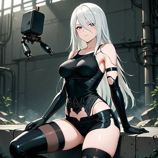 Illustration of A2 (nier:automata), nier (series) in the style of Yokoshima (euphoria)