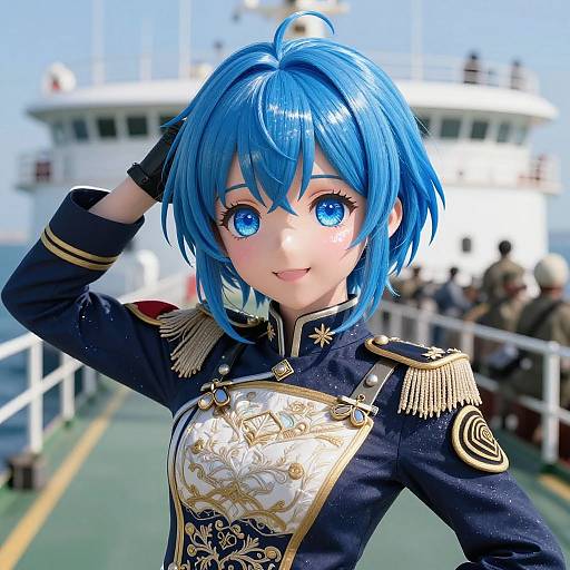 Epic Blue-Haired Anime Girl Portrait