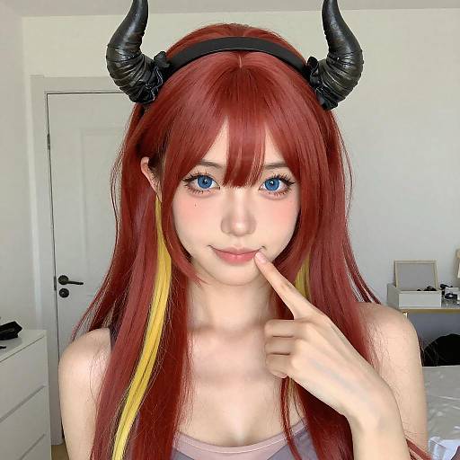 Portrait of Red-Haired Woman with Horns