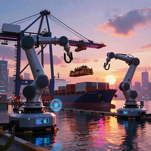 Futuristic Cyberpunk Harbor Scene