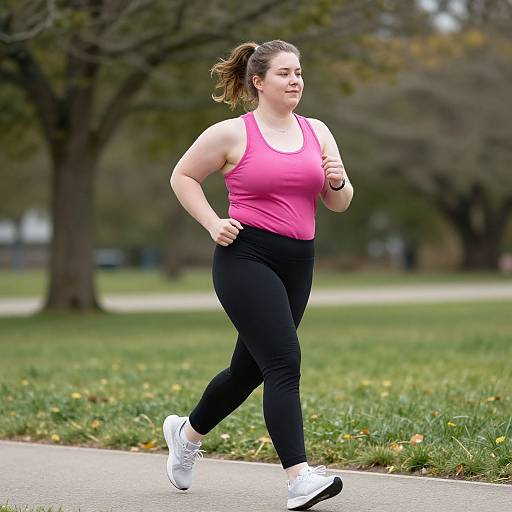 Overweight Woman Jogging Outdoors