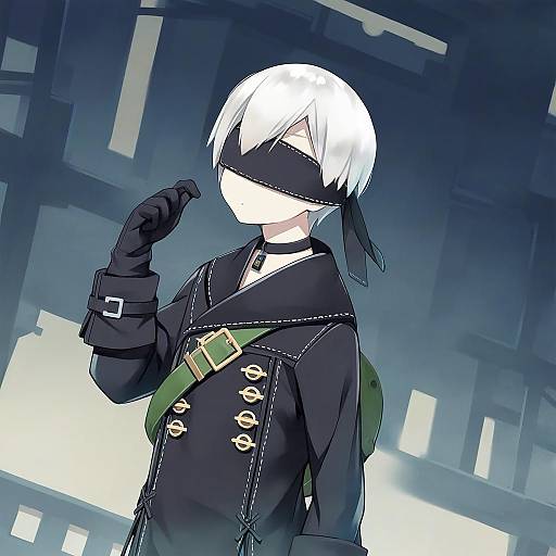 Illustration of 9s (nier:automata), nier (series) in the style of Poco (asahi age)