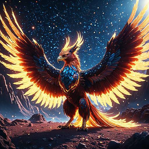 Radiant Ethereal Phoenix-Feline Hybrid