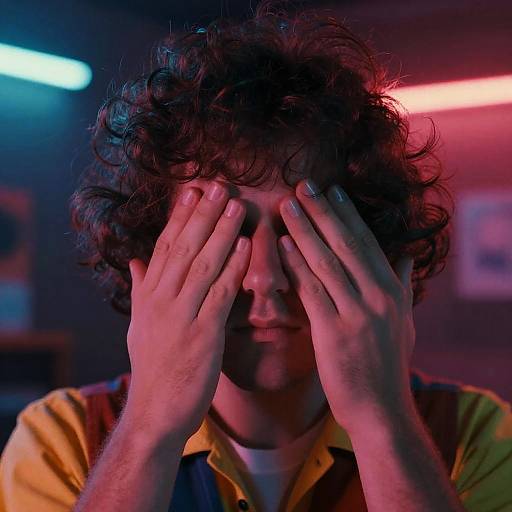 Retro 80s Neon Portrait with Bangs