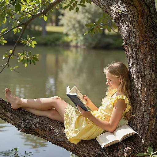 Serene Reading Girl in Nature