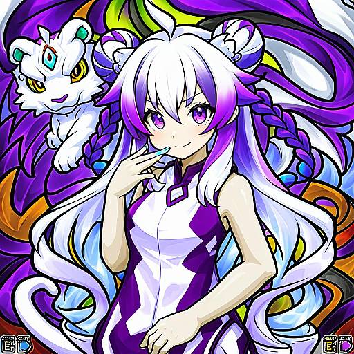 Illustration of Haku (p&d), puzzle & dragons in the style of Chameleon (ryokucha combo)