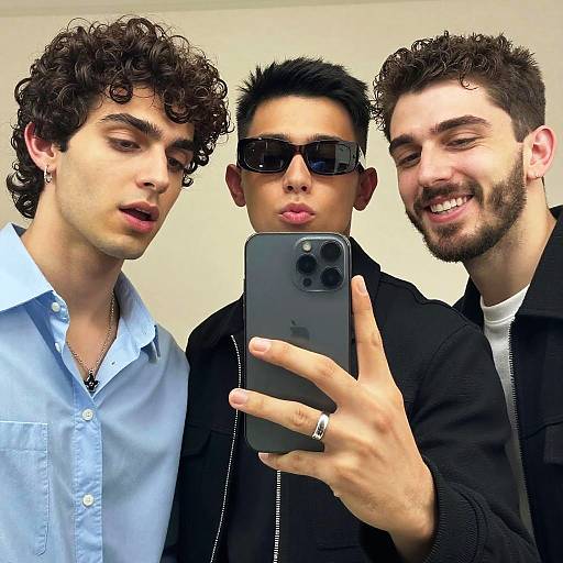 Smiling Boys Outdoor Selfie with Jewelry