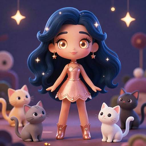 Stella Inspired Girl with Magical Kittens