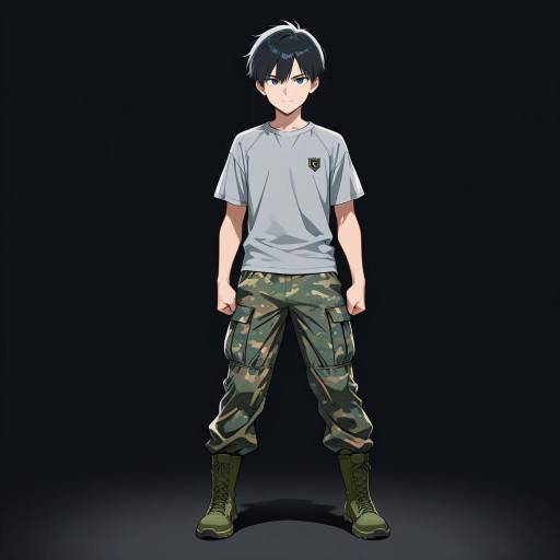 Wiry Young Man in Military Style Wiry Young Man in Military Style