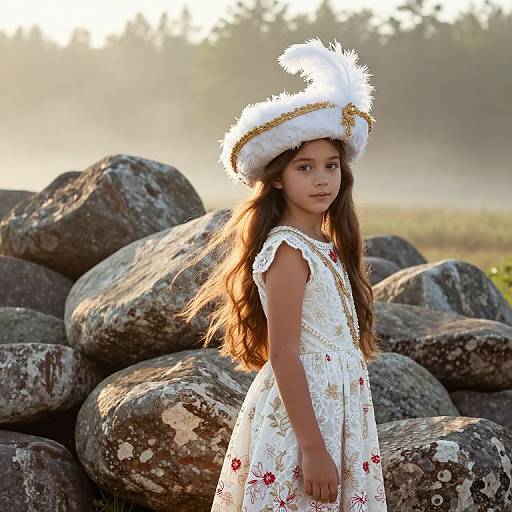 Regal Girl in Misty Forest