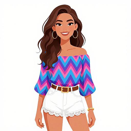 Bohemian Woman in Vibrant Outfit