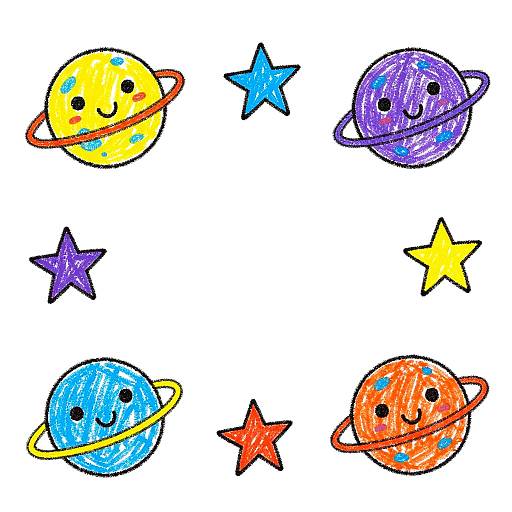Colorful Kids' Outer Space Drawing