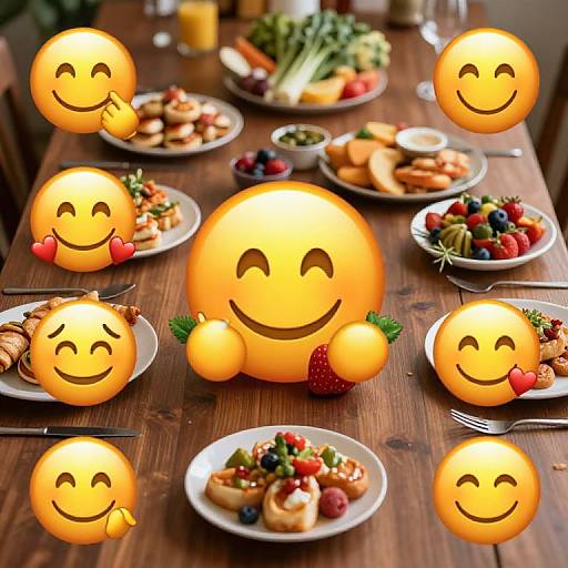Emoji Feast Collage with Vibrant Foods