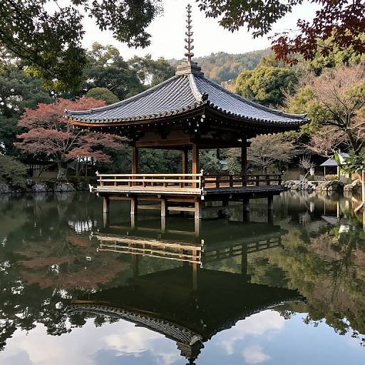 Tranquil Japanese Pavilion Reflection