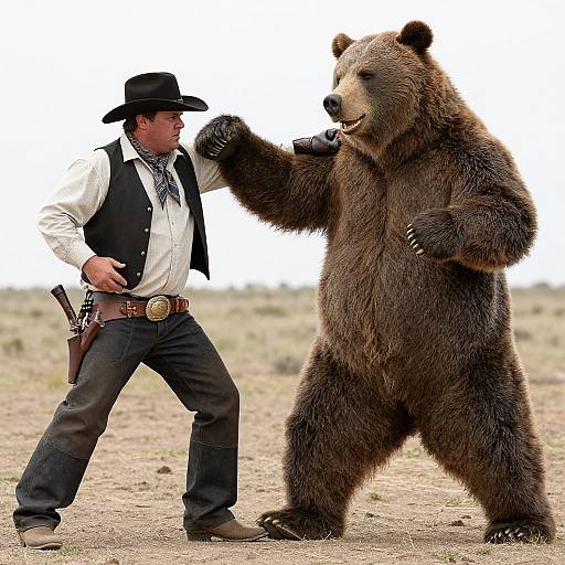 Anthro Grizzly Bear Cowboy Fight