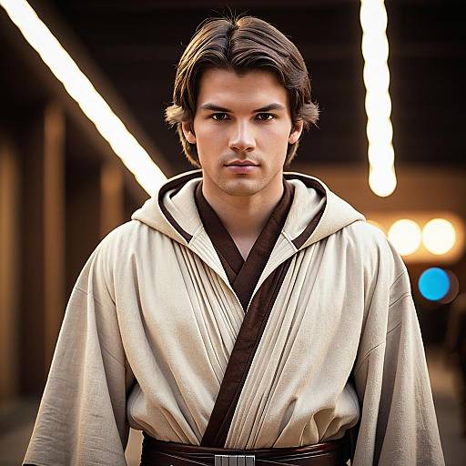 Young Man in Jedi Robe Cosplay