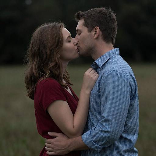 Couple Sharing a Tender Moment Outdoors