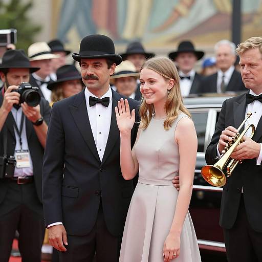 Formal Event with Man in Bowler Hat and Smiling Woman