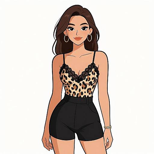 Smiling Woman in Chic Leopard Print