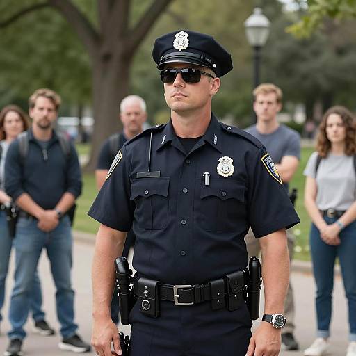 Vigilant Officer in Serene Park Setting