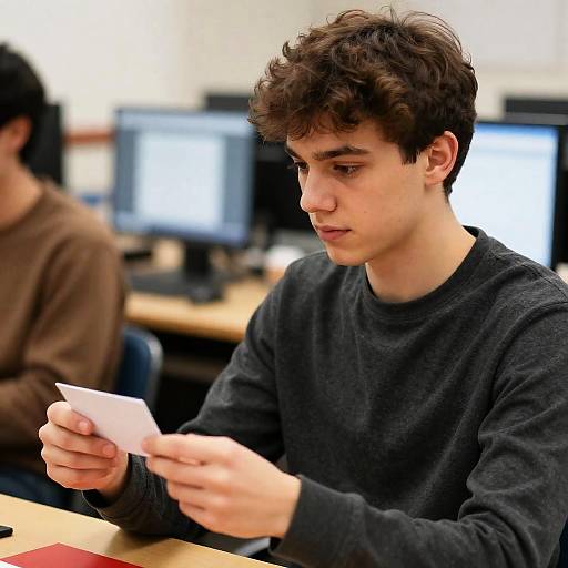 Young Man Studying in Classroom