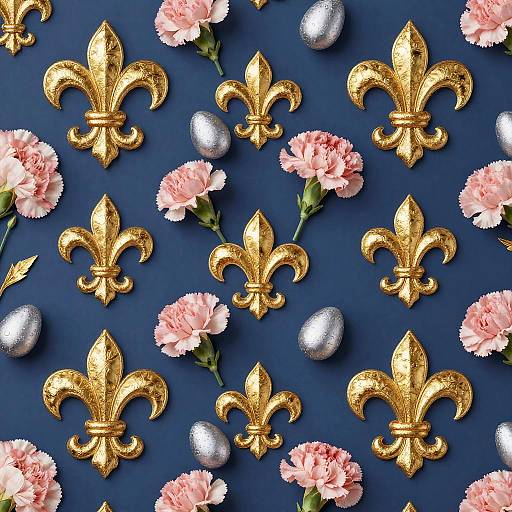 Ornate Twilight Blue Fleur-de-Lis Wallpaper