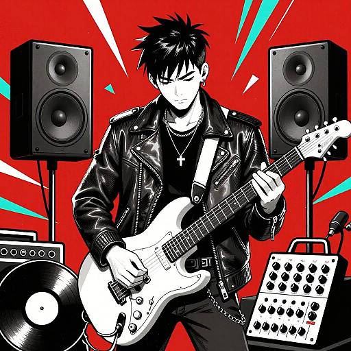 Bold Graphic Male Guitarist Illustration