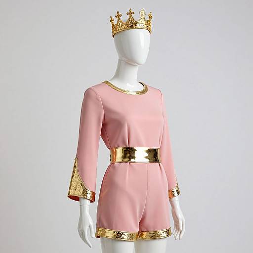 Elegant Pink Mannequin with Gold Accents
