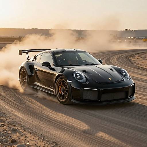 Black Porsche 911 GT2 RS Drifting Action