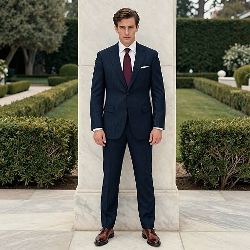 Confident Man in Vintage Pinstripe Suit