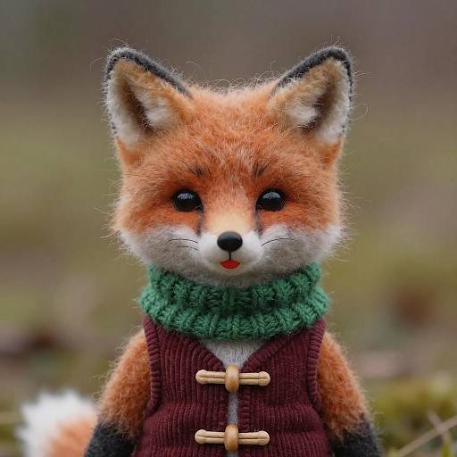 Macro Portrait of Felted Wool Fox