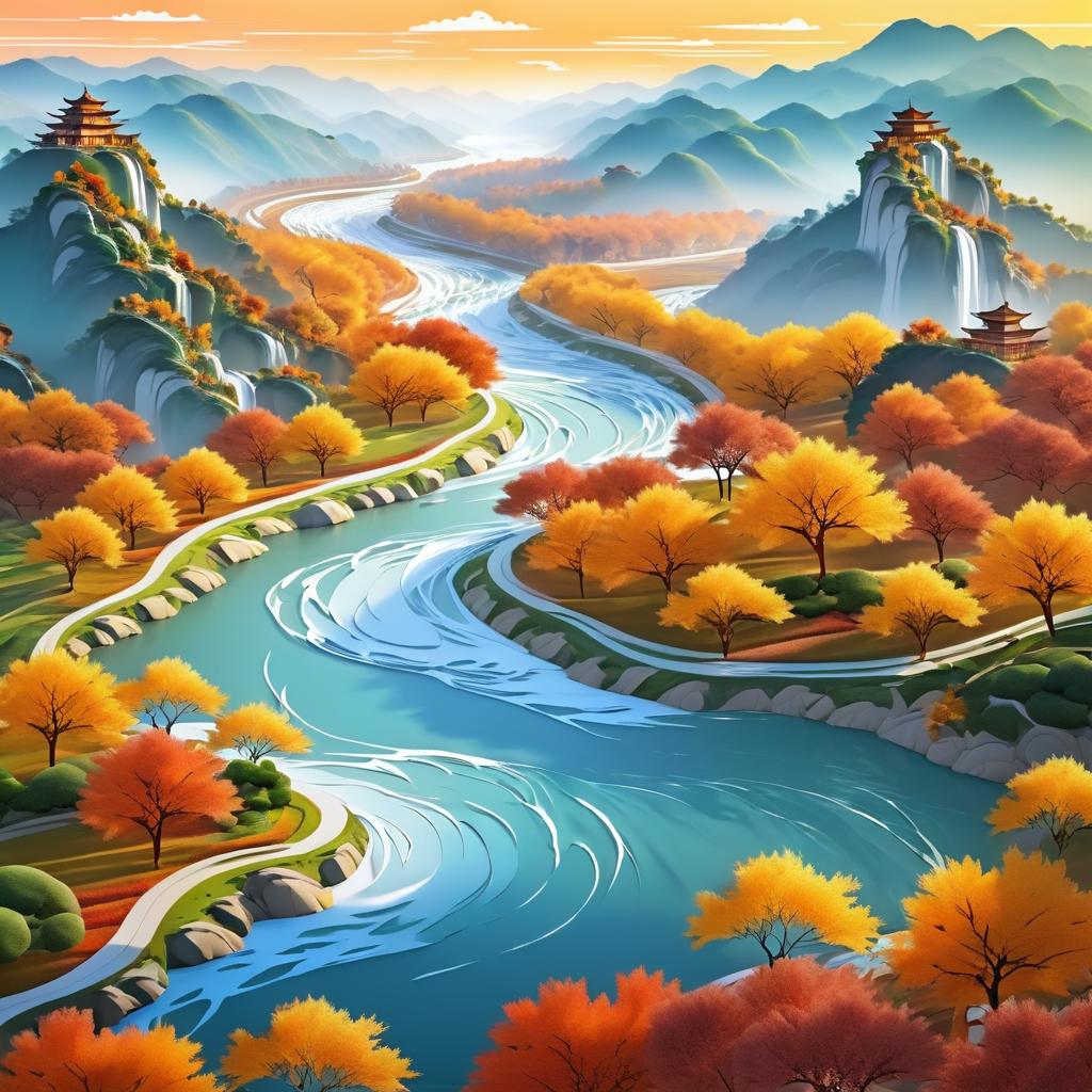 Majestic Autumn Landscape Inspired by Chinese Art