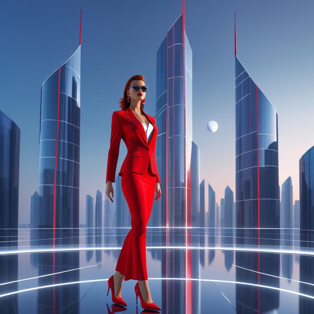 Ambitious Leader in Futuristic Skyline