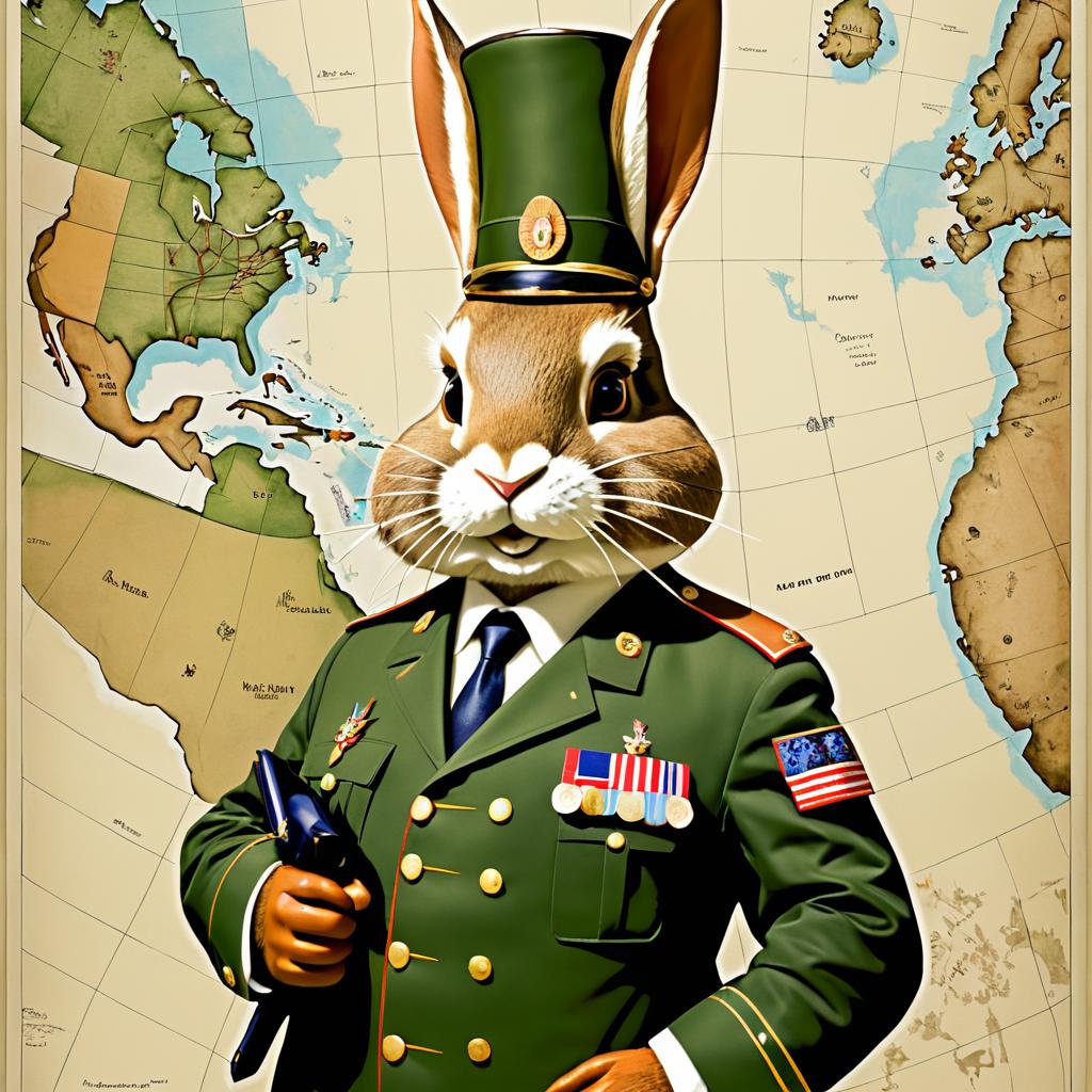 Presidential Rabbit in Military Uniform